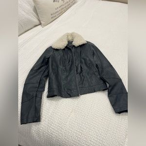 Francesca’s Vegan Leather Moto jacket with sherpa collar